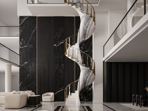 Lasa Marmor, Siller Design - Laasa Marmor Siller Design monolithisch Bogentreppe 1