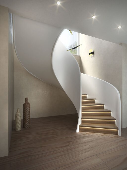 Tornado - gebogen Treppendesign Siller