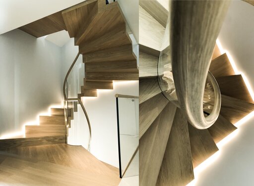 Faltwerk Bogentreppe - Holz Spindeltreppe mit led modern Design Siller Treppe 2